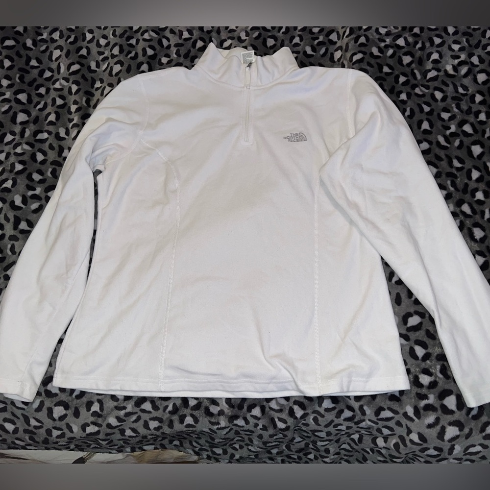 Quarter zip white fleece sweater